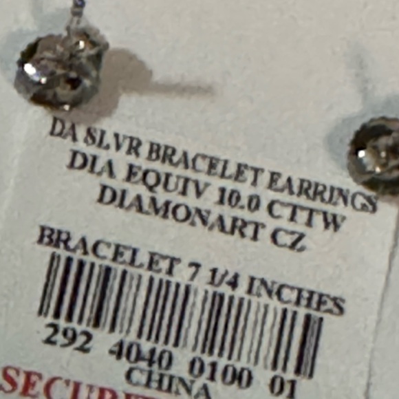 New In Box-Bracelet & Earring Set-Lab Created Diamonds-Silver Plated-7 1/4 in - Picture 2 of 16